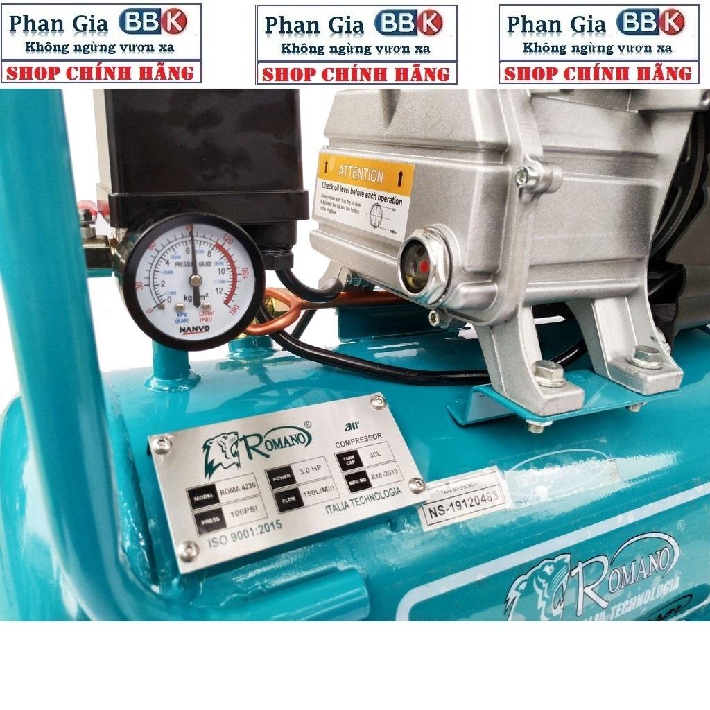 [chính hãƞg] Máy Nén Khí Có Dầu Liền Trục ROMANO 3.0 HP 30L, máy nén khí 100% dây đồng, Bảo hành 1 Năm