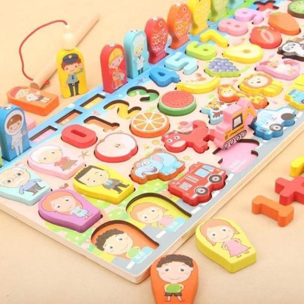 Bộ đồ chơi câu cá kèm học số và hình bằng gỗ 63 chi tiết