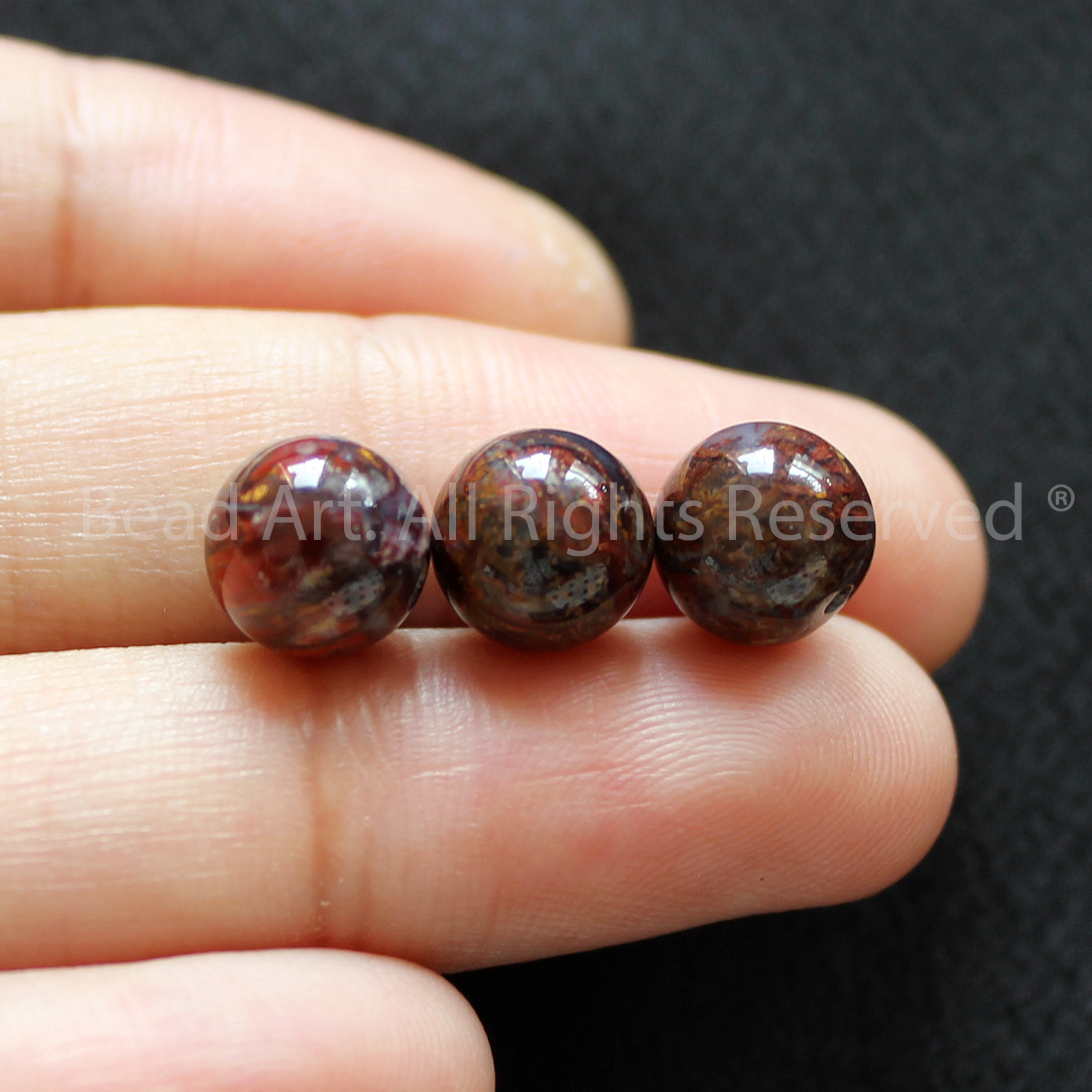 [1 Hạt] 8MM Đá Giông Bão, Pietersite Tự Nhiên Loại AA Nhiều Đỏ, Đá Phối Vòng Tay Phong Thuỷ, Làm Trang Sức, Chuỗi Hạt S50 - Bead Art