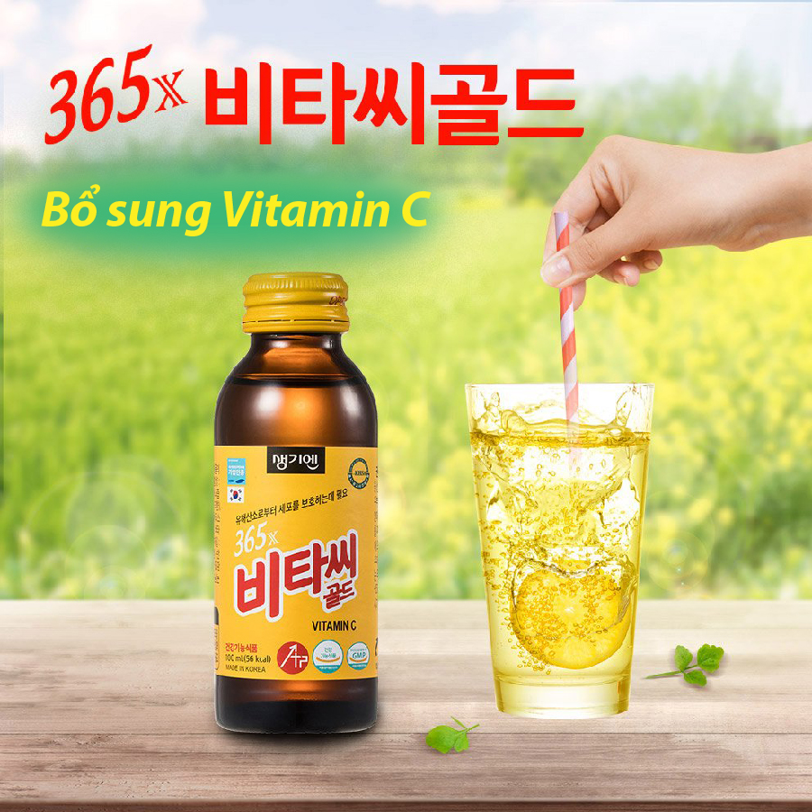 Thực phẩm bổ sung Vitamin C Gold 365X (10 lọ x 100ml) hỗ trợ tăng lưc, tăng sức đề kháng - Nhập Khẩu Hàn Quốc