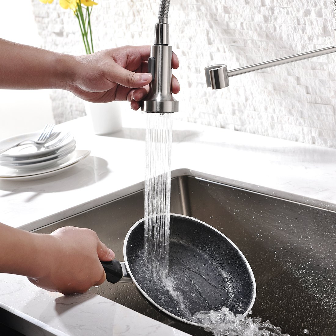 Chậu rửa chén RANOX Apron sink và vòi lò xo rút dây RN44999