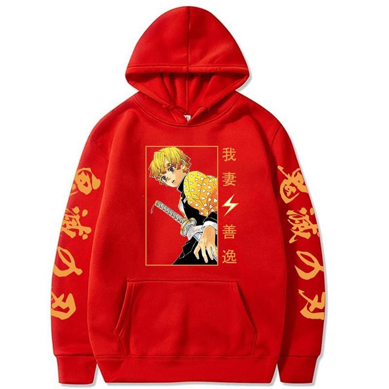 Áo Hoodie Anime Demon Slayer Hoodie Agatsuma Zenitsu In Hình Nỉ Nam Harajuku Dạo Phố Áo Unisex Chui Đầu
