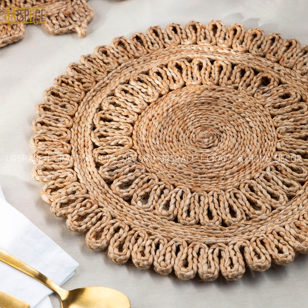 Tấm lót đĩa bình hoa URSPACE đan ngô hình tròn đường kính 35 cm