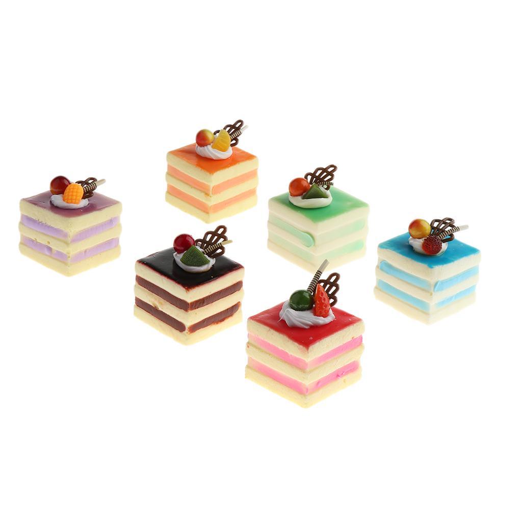 6 Pcs Artificial Food Cake Mixed Fake Cake Model Kitchen Toys Decorations