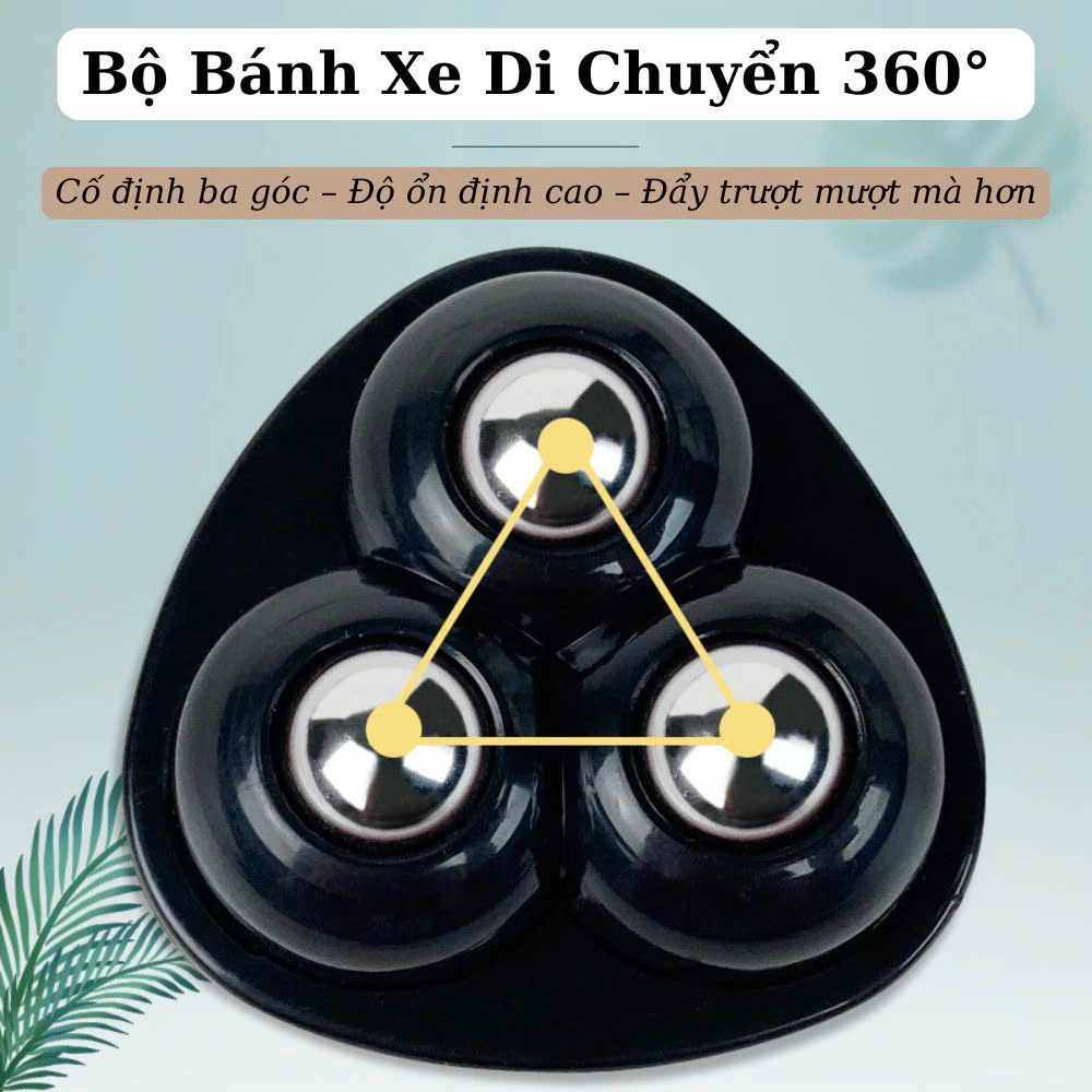 COMBO 4 Bánh Xe Mini Bi Thép Gắn Tủ Kệ Nội Thất Dán Đáy Thùng Rác Hộp Để Đồ Keo Siêu Dính Di Chuyển Đồ Đạc Êm Ái Mượt Mà - THÙNG RÁC