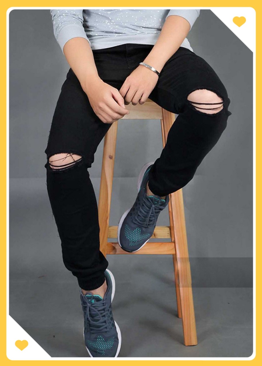 Quần Bò Nam cao cấp chất jean co dãn màu đen phong cách - mã XNĐ01