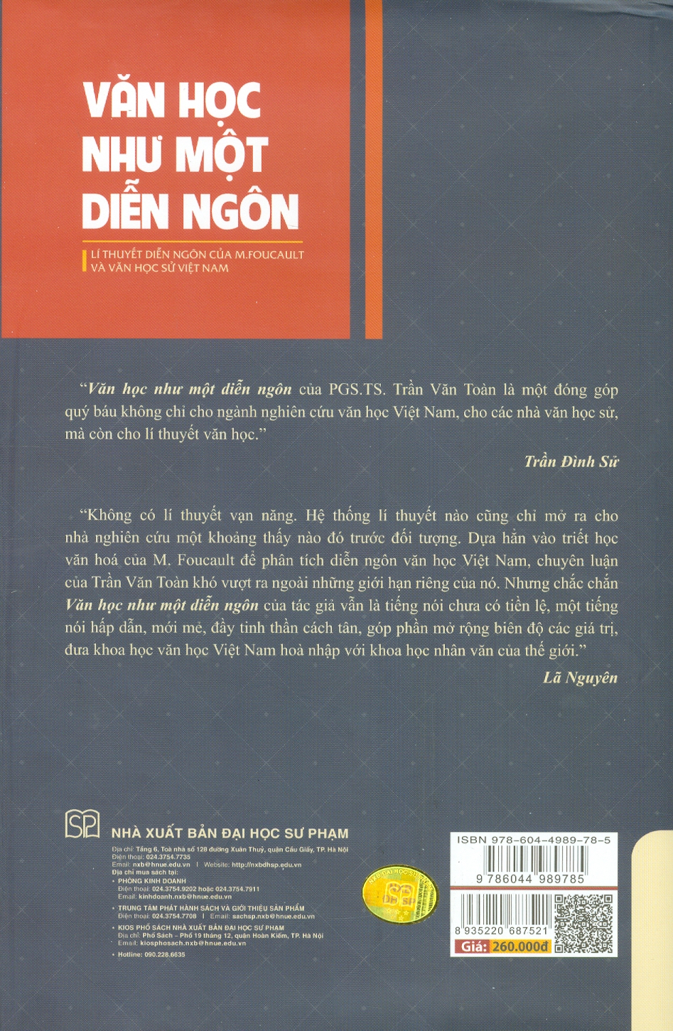 Văn Học Như Một Diễn Ngôn - Lý Thuyết Diễn Ngôn Của M.Foucault Và Văn Học Sử Việt Nam (Bìa cứng) - Trần Văn Toàn (ĐHSP)