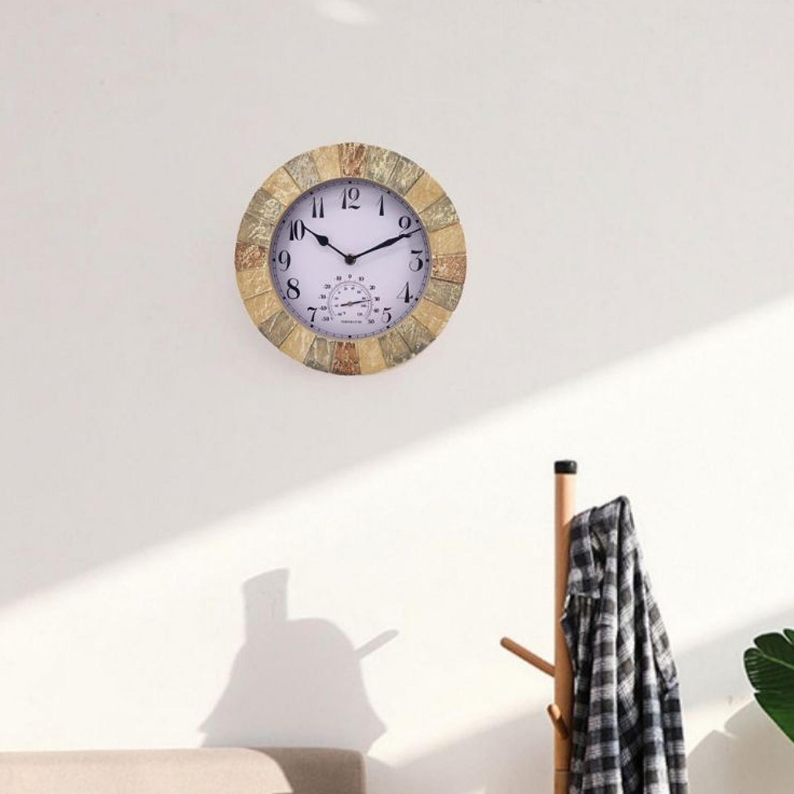 Outdoor Hanging Clock Waterproof Temperature Display for Living Room