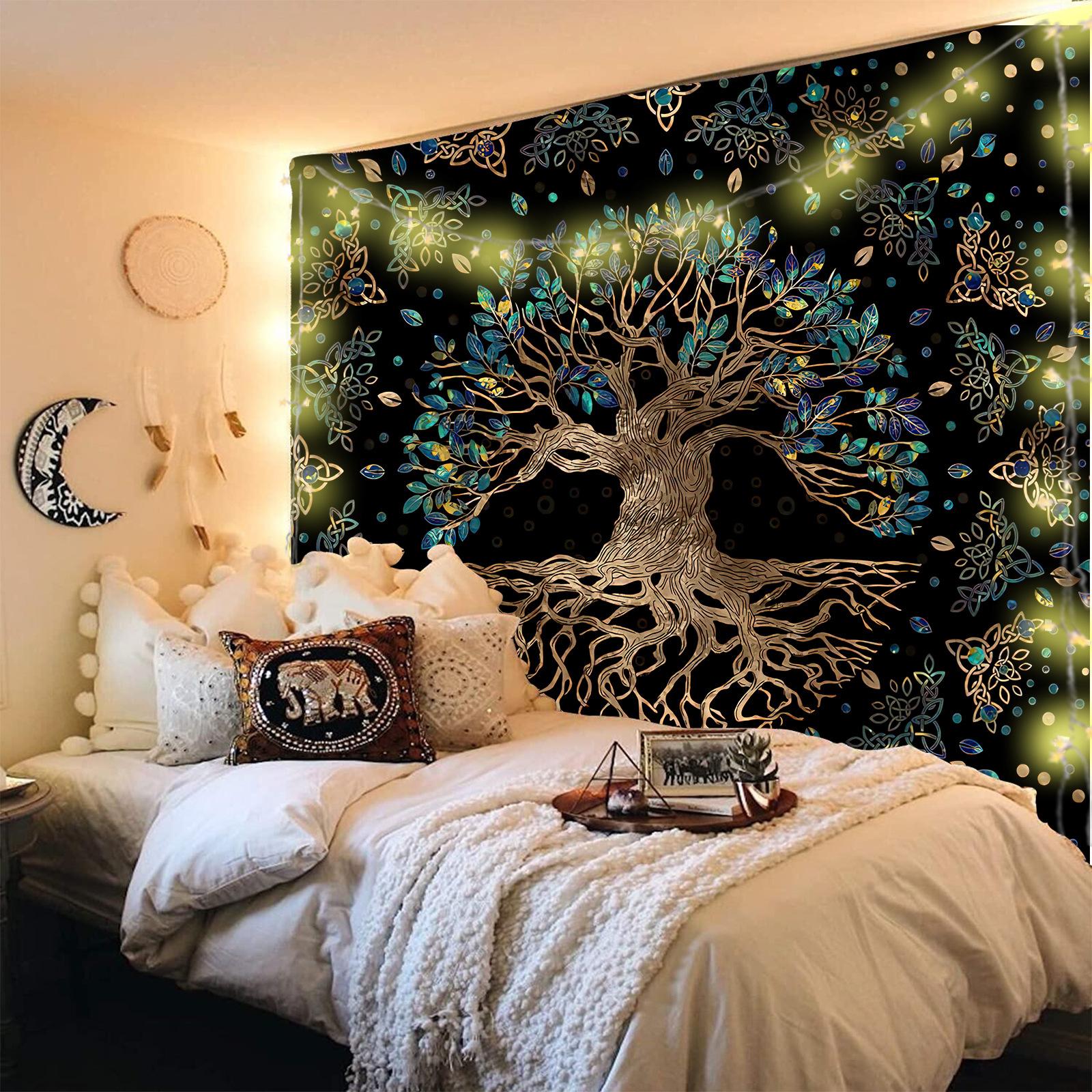 Phòng ngủ Tree lá xanh của cuộc sống Tapestry Trang trí tường treo cho phòng ngủ Phòng khách Tấm thảm 130cm*150cm