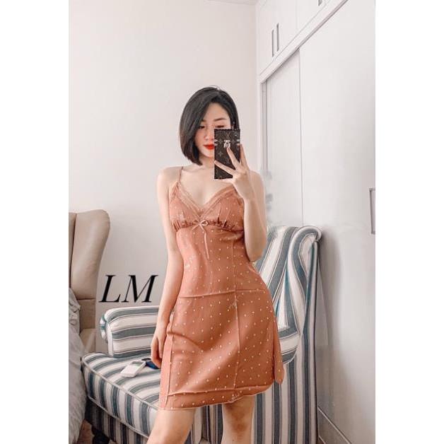 Váy ngủ lụa MIEMMOC Chấm Bi QCCC có sẵn *