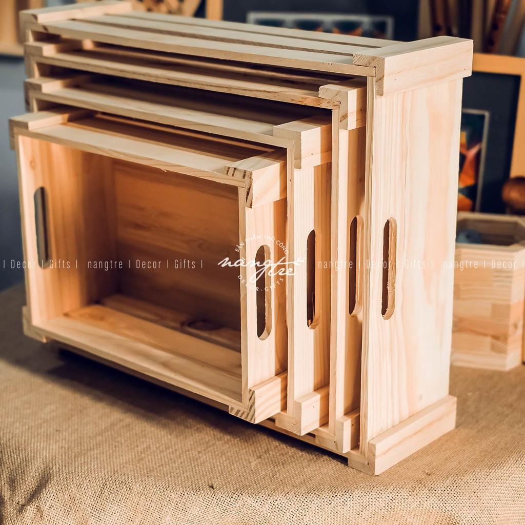 COMBO 4 Khay gỗ pallet tay nắm/Thùng gỗ pallet - wooden pallet