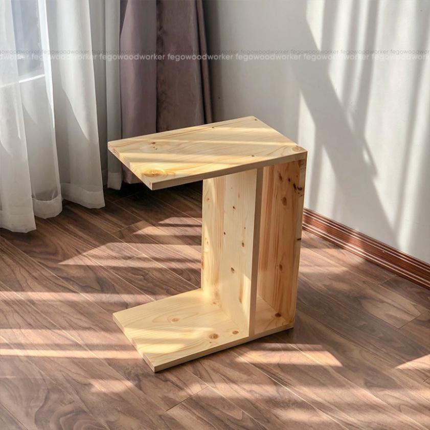 bàn trà trang trí phòng khách/ Kệ decor chữ C đa năng Nội thất gỗ thông tự nhiên