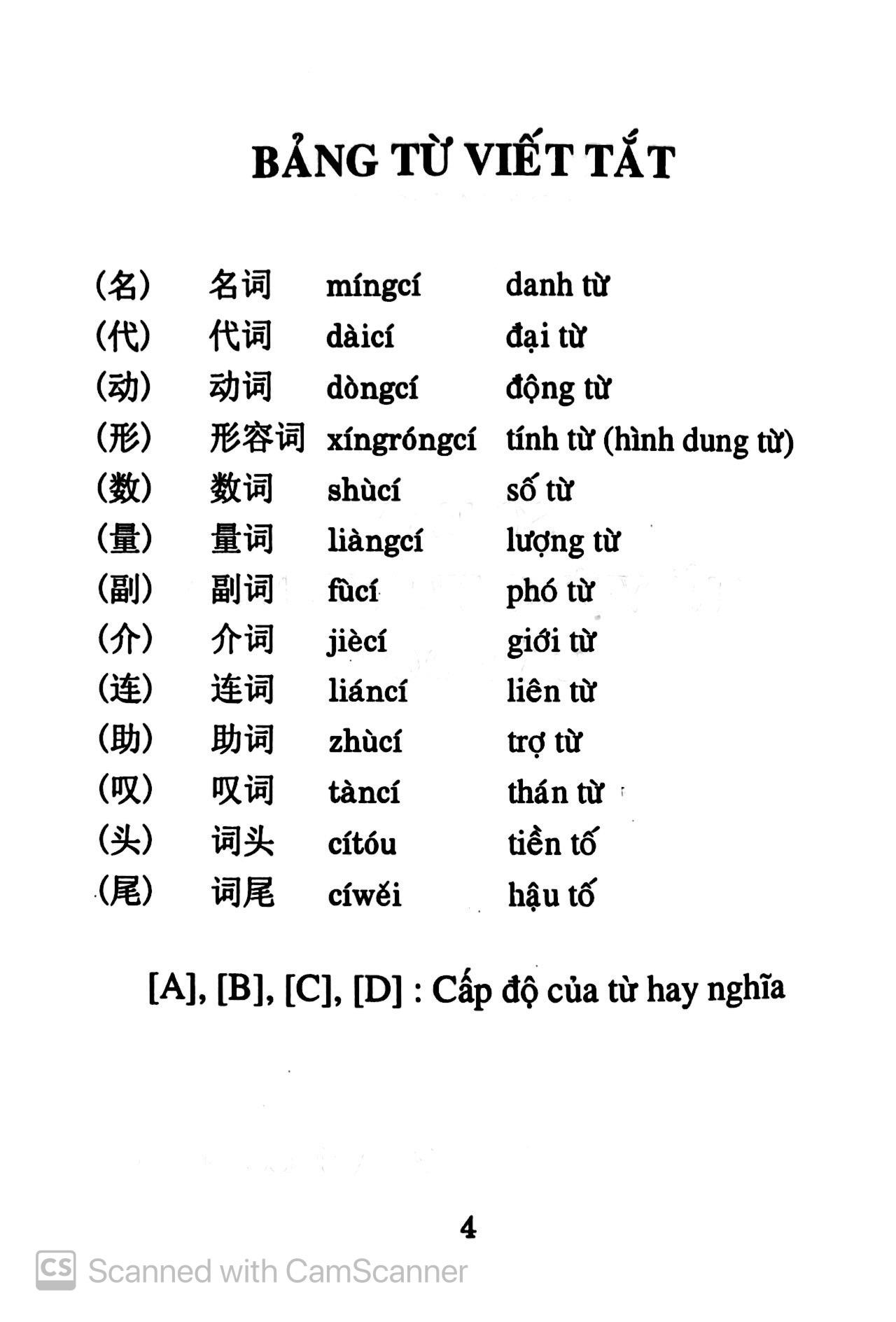 Sổ Tay Từ Vựng Tiếng Hoa - Cấp Độ C