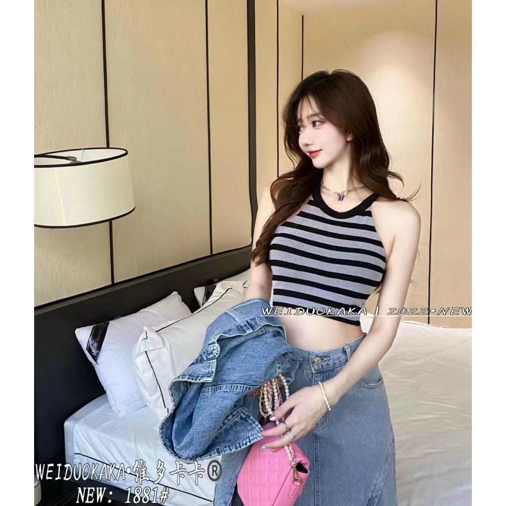 M173. Áo croptop cổ yếm nữ cá tính, áo nữ kiểu đẹp sang chảnh 2023