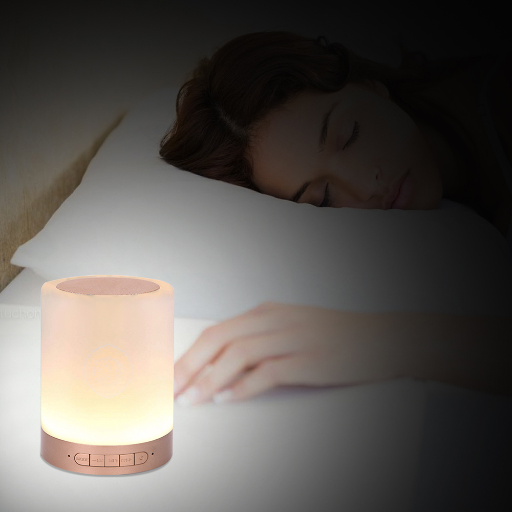 Loa BT Không dây Đèn LED đầy màu sắc Loa Quran Hỗ trợ MP3 FM Thẻ TF Điều khiển từ xa - Màu trắng