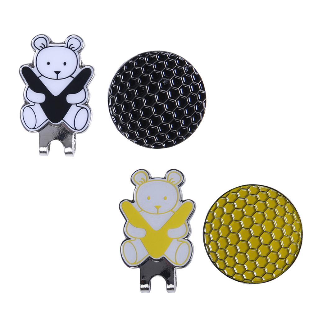 Golf Hat Clip with Detachable Golf Ball Marker Bear Pattern Black