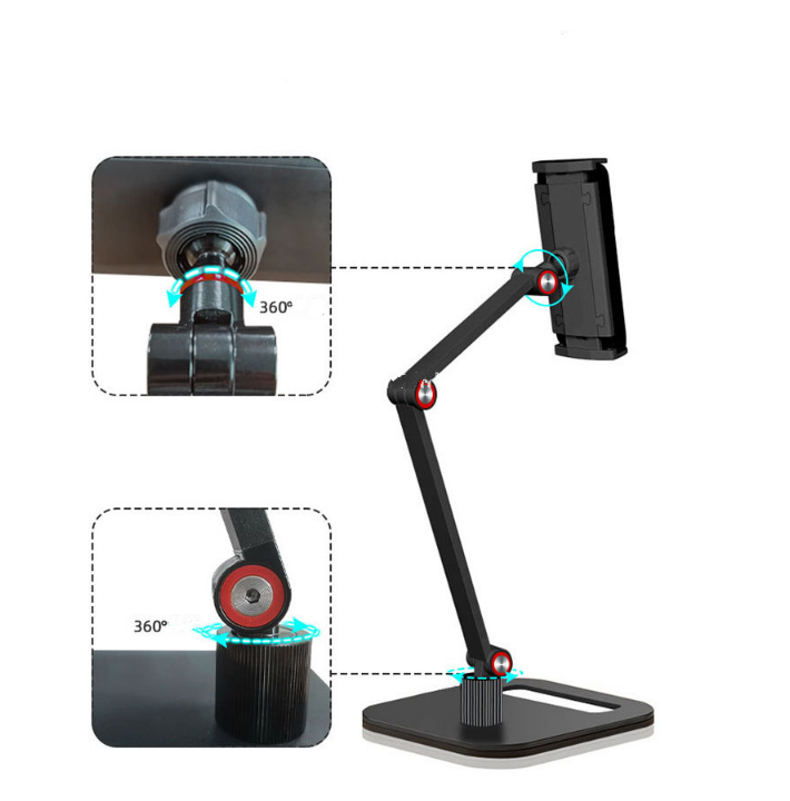 Chân Đế Kẹp Điện Thoại Máy Tính Bảng Hợp Kim Nhôm cao cấp Creative️ Shelf Black