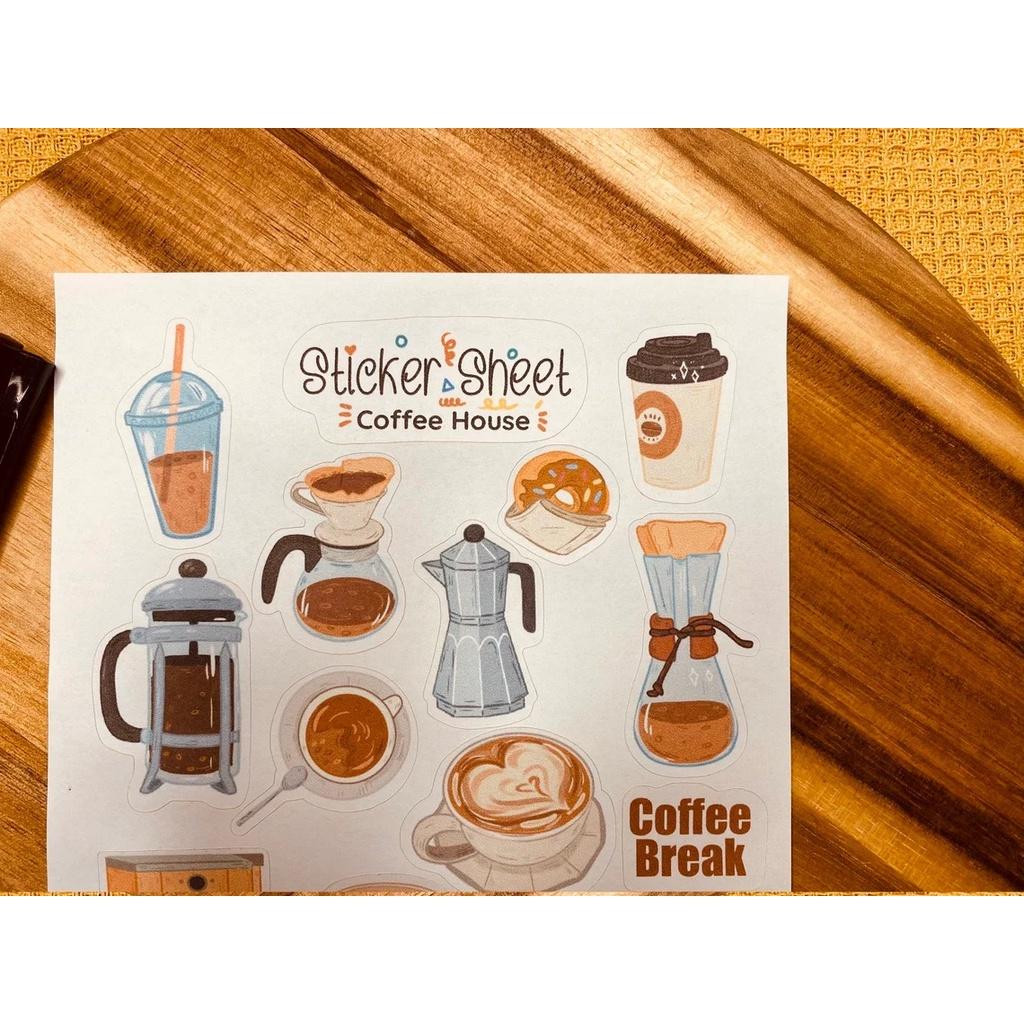 sticker sheet coffee house - chuyên dán, trang trí sổ nhật kí, sổ tay | Bullet journal sticker - unim001