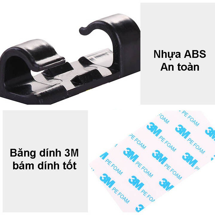 Bộ 20 Miếng Dán Tường Đi Dây Điện - Kẹp Cố Định Nút Giữ Dây Điện