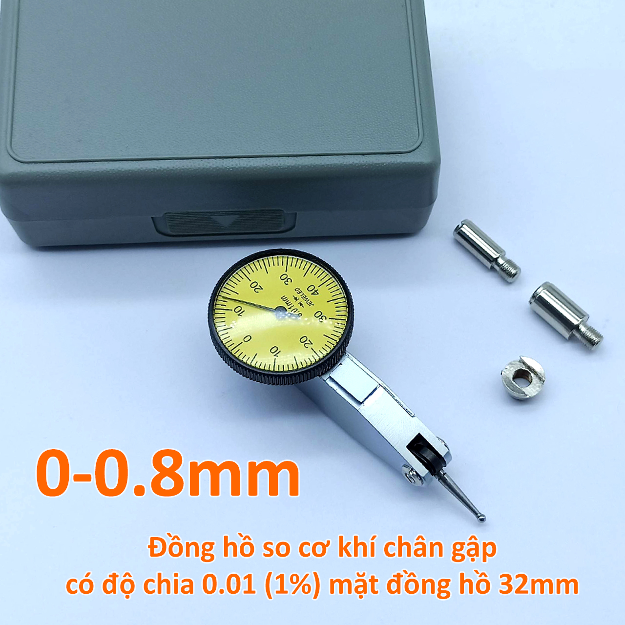 Đồng hồ so cơ khí chân gập 0-0.8mm độ chia 0.01mm mặt Φ32mm