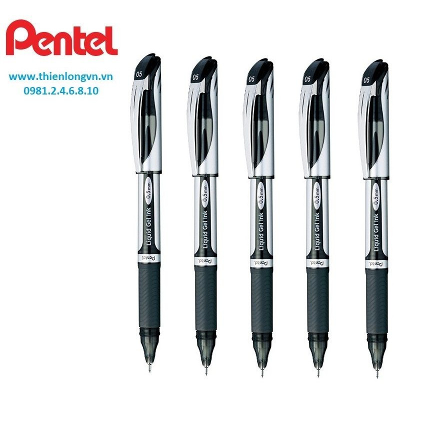 Combo 5 Bút nước ký  energel Pentel BLN55 mực đen ngòi 0.5mm