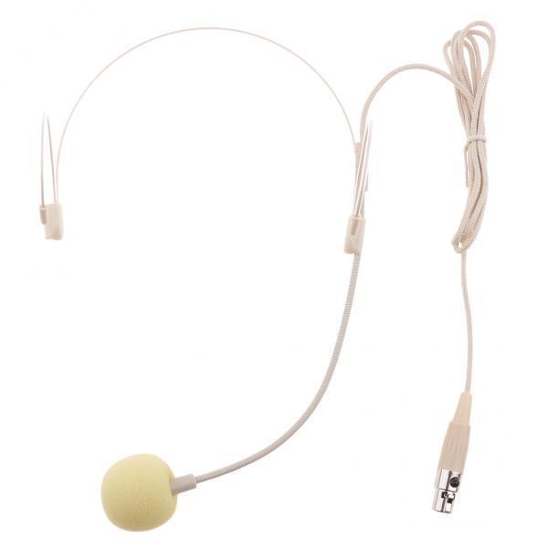 4xDouble Ear Hook Wired Headset Headworn Microphone Beige XLR 4Pin