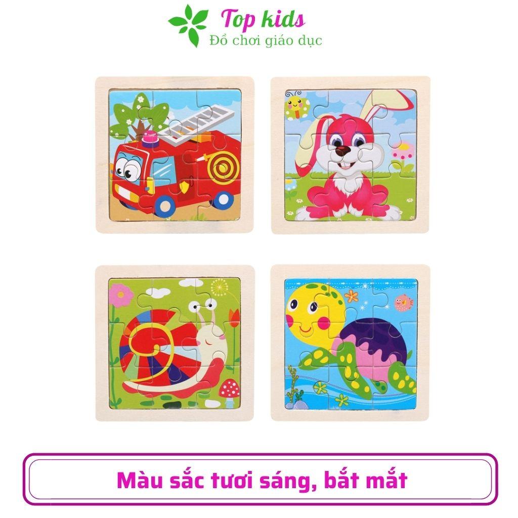 Tranh Ghép gỗ cho bé 9 mảnh combo 5 ảnh bộ xếp hình bằng gỗ 11x11cm gồm 20 chủ đề lắp ghép cho bé thông minh