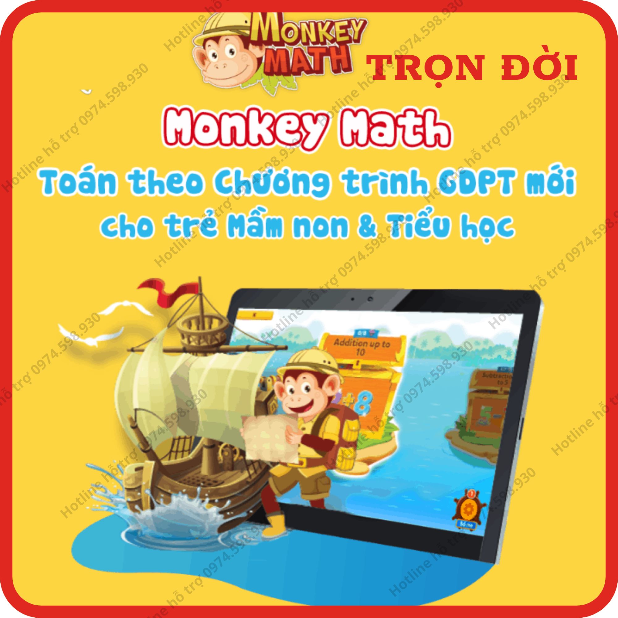 Monkey Math ( Trọn đời,1 Năm ) - APP Toán tiếng Anh chuẩn Mỹ cho bé