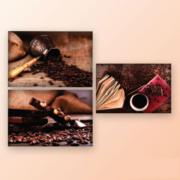 Bộ 3 Tranh Ép Gỗ MDF Treo Tường Quán Cà Phê Coffee And Chocolate W013