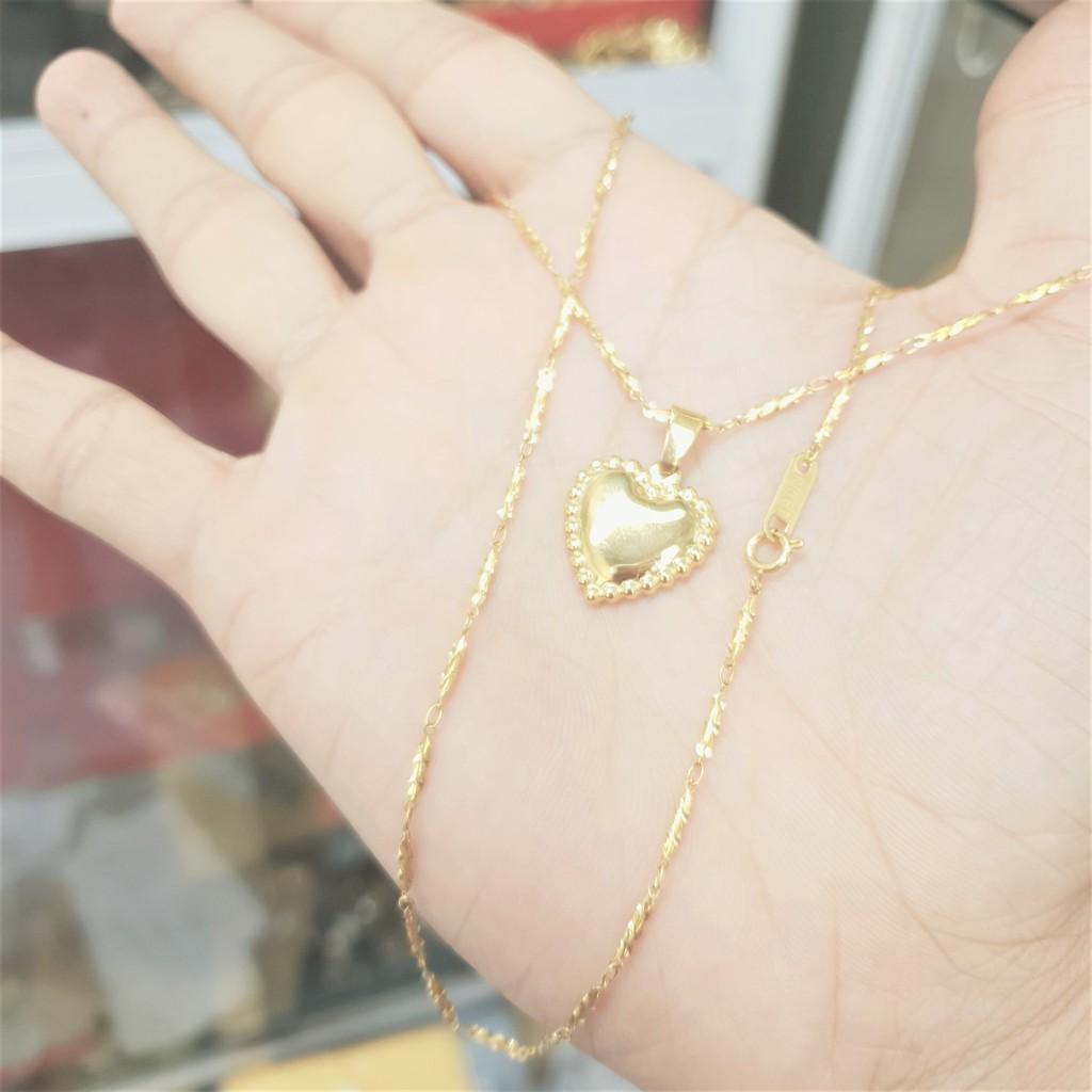 Dây Chuyền Trúc Xoăn Trái Tim Titanium Cao Cấp-Dùng lâu dài tắm rửa thoải mái không đen