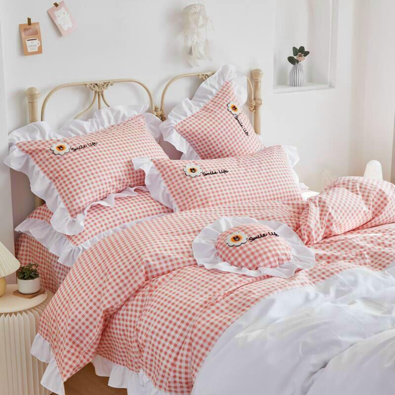 Bộ chăn ga gối chăn trần 100% cotton 4 món