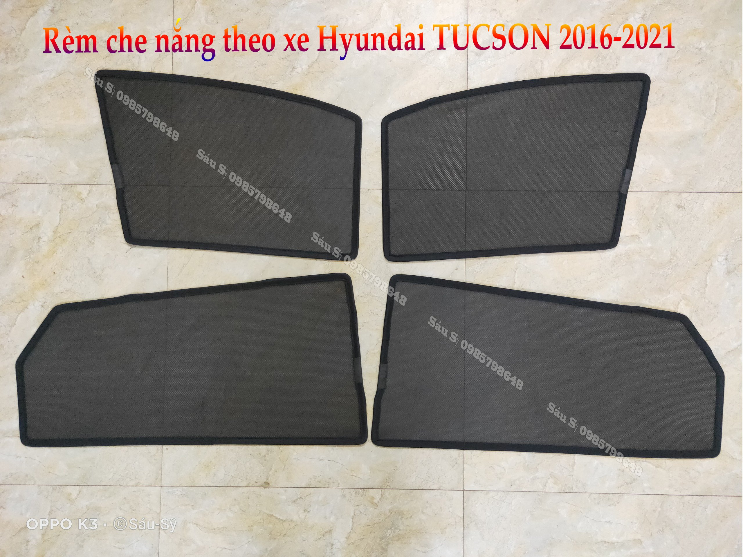 Bộ 4 tấm Rèm che nắng theo xe ô tô Hyundai TUCSON 2016-2021, Tấm che nắng ô tô nam châm tự dính