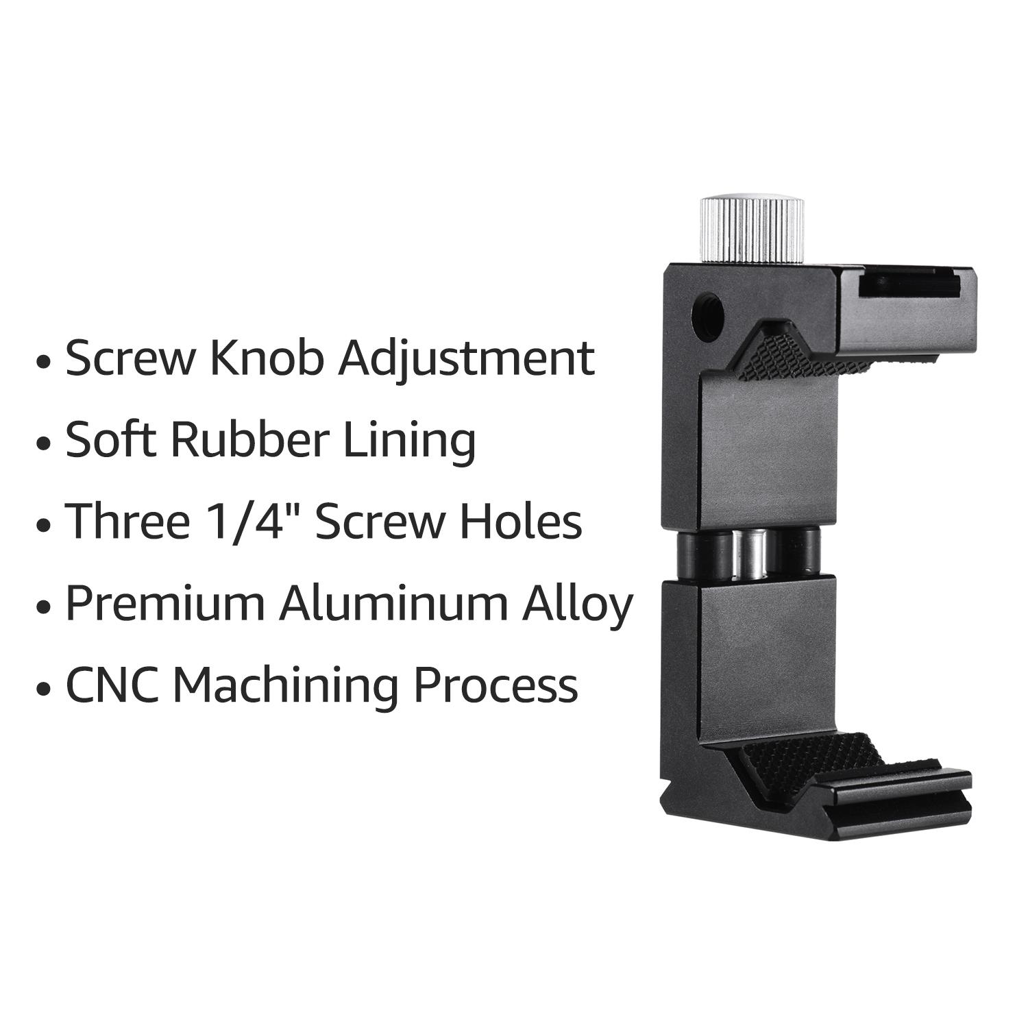 Phone Tripod Mount Clamp Universal Phone Holder Clip With 1/4 Inch Screw Hole for Selfie Vlogging