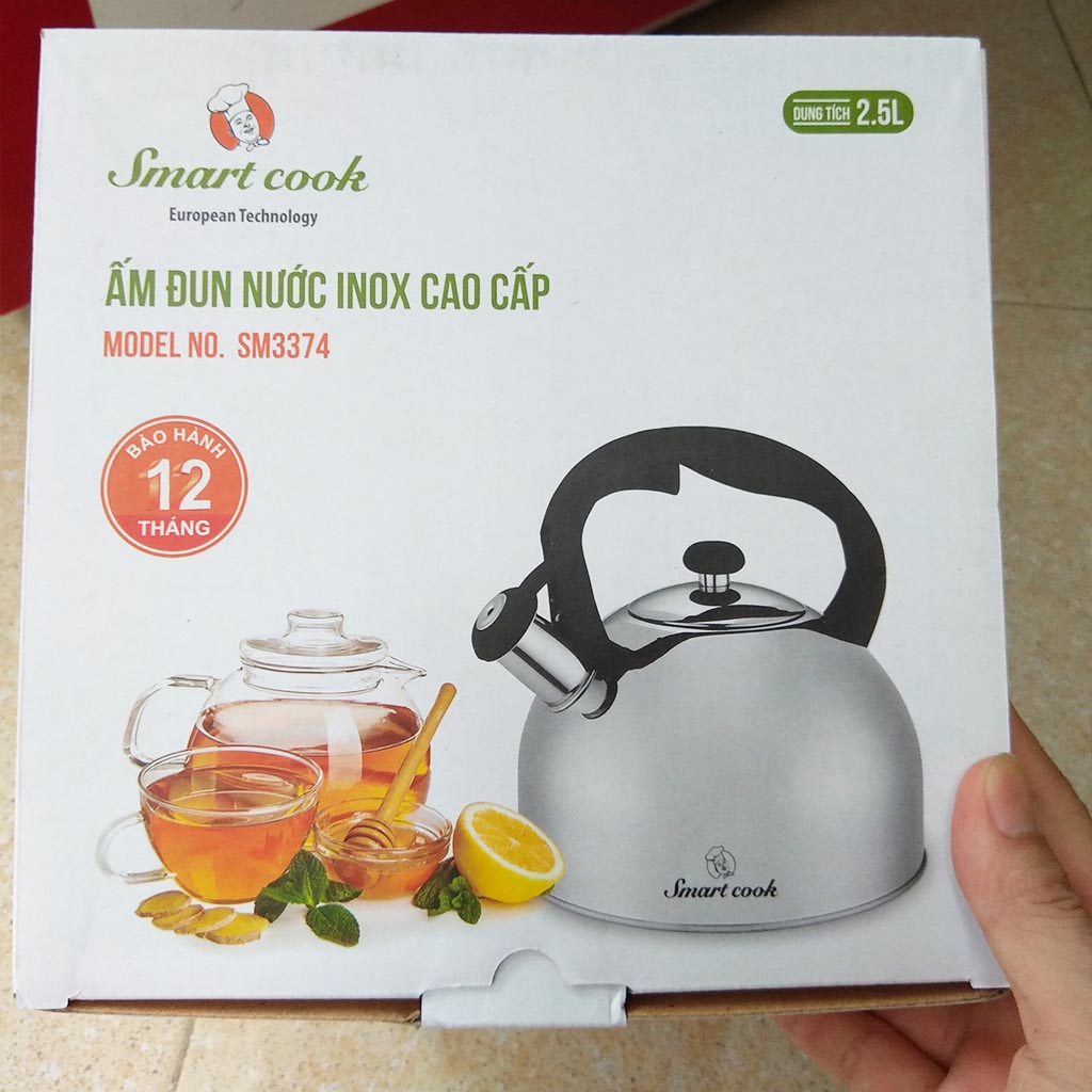 Ấm đun nước Inox 304 Elmich Smartcook 2.5L SM3374 dùng bếp từ - Hàng chính hãng