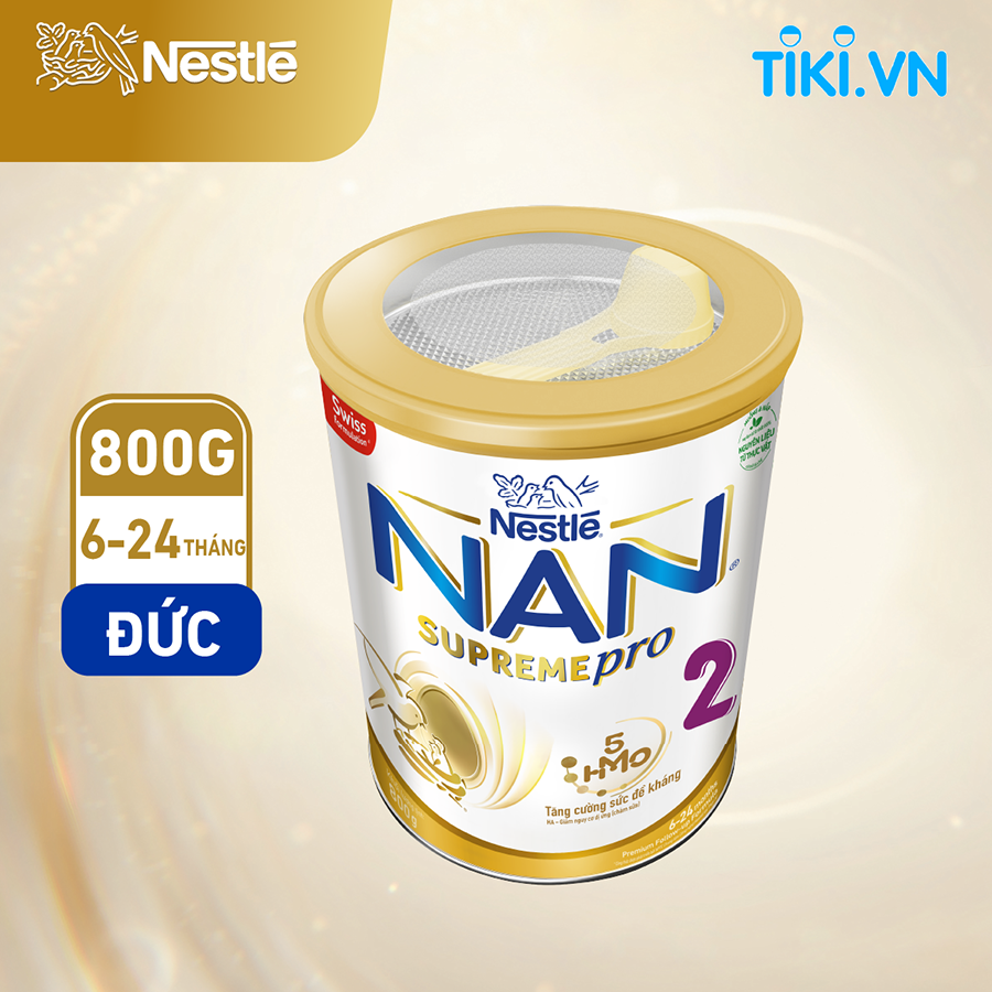 Sữa bột Nestlé NAN SupremePro 2 lon 800g nhập khẩu từ Đức với 5HMO & đạm Gentle Optipro (6 - 24 tháng)