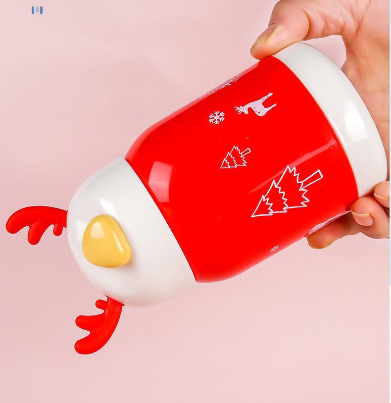Bình Nước Tai Hươu Lõi Thuỷ Tinh Bọc Nhựa 380Ml Tiện Lợi