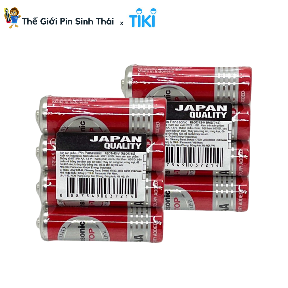 Bộ 8 Pin AA Panasonic 1,5V Không chì , Pin không chảy nước R6DT/4S - Hàng chính hãng