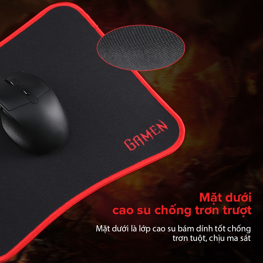 Tấm Lót Chuột Gamen GP-M Bàn Di Chuột Kiểu Dáng Gaming Kích hước 28.5 x 24 cm - Hàng Chính Hãng