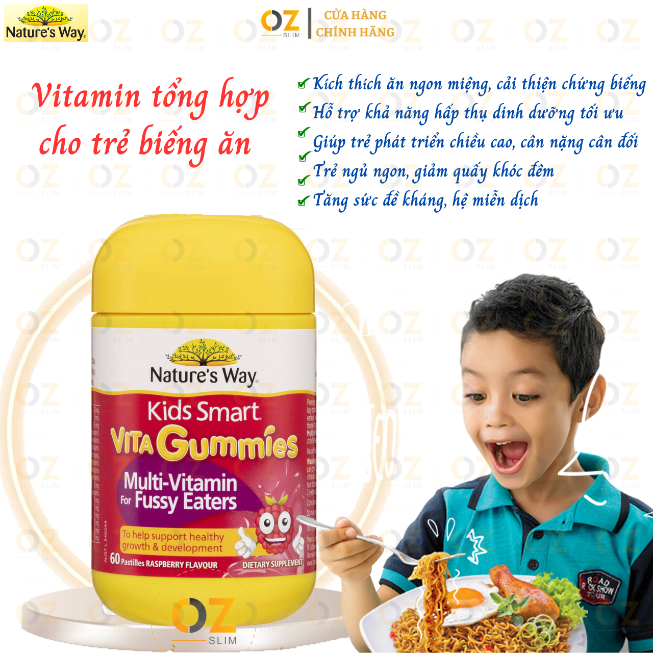 Vitamin tổng hợp cho trẻ biếng ăn Multi Vitamin for Fussy Eaters Nature's Way Úc kích thích ăn ngon miệng, tăng sức đề kháng - OZ Slim Store