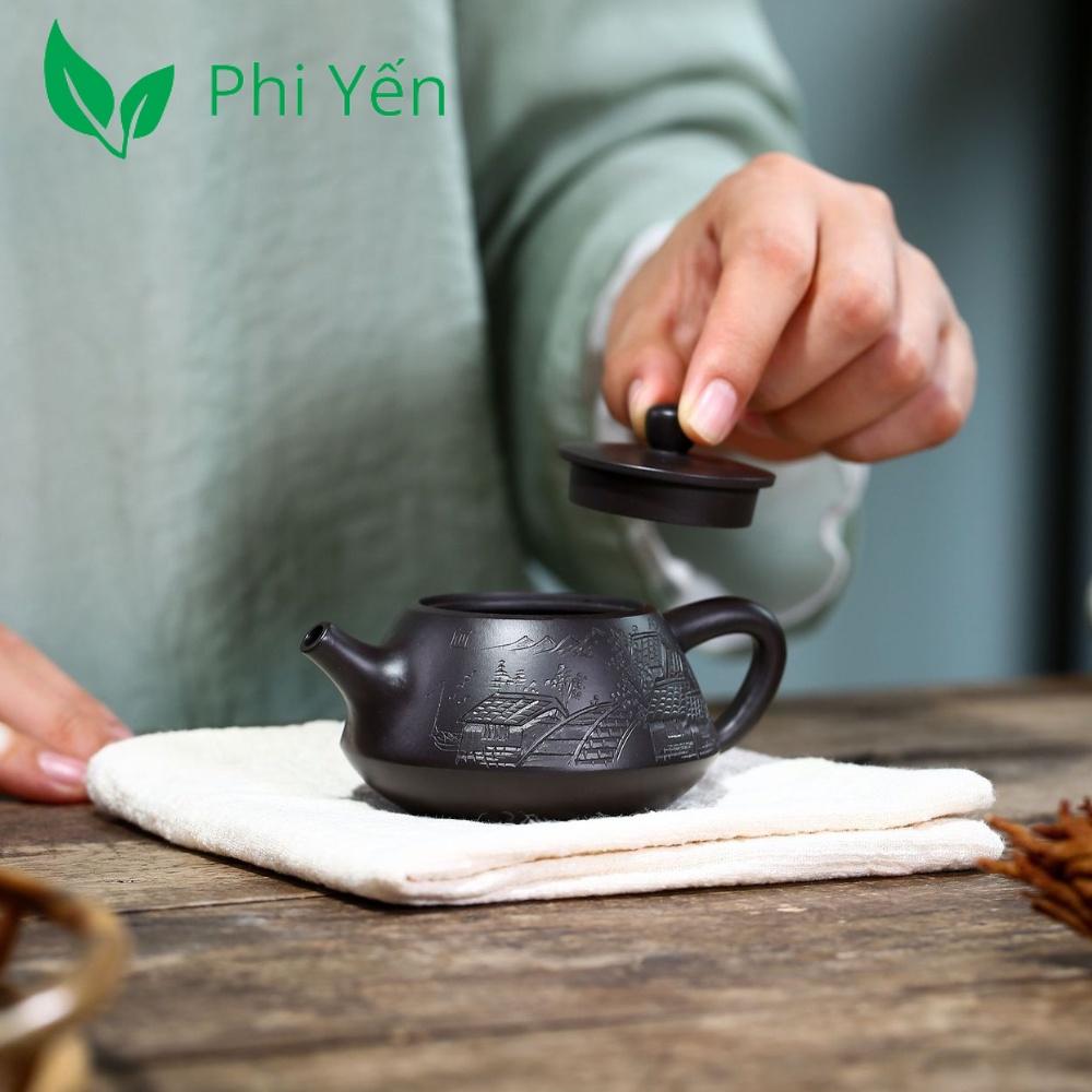 Ấm trà Tử sa Nê Hưng Khâm châu Thạch biều 100ml hàng siêu VIP HSNHTB135105