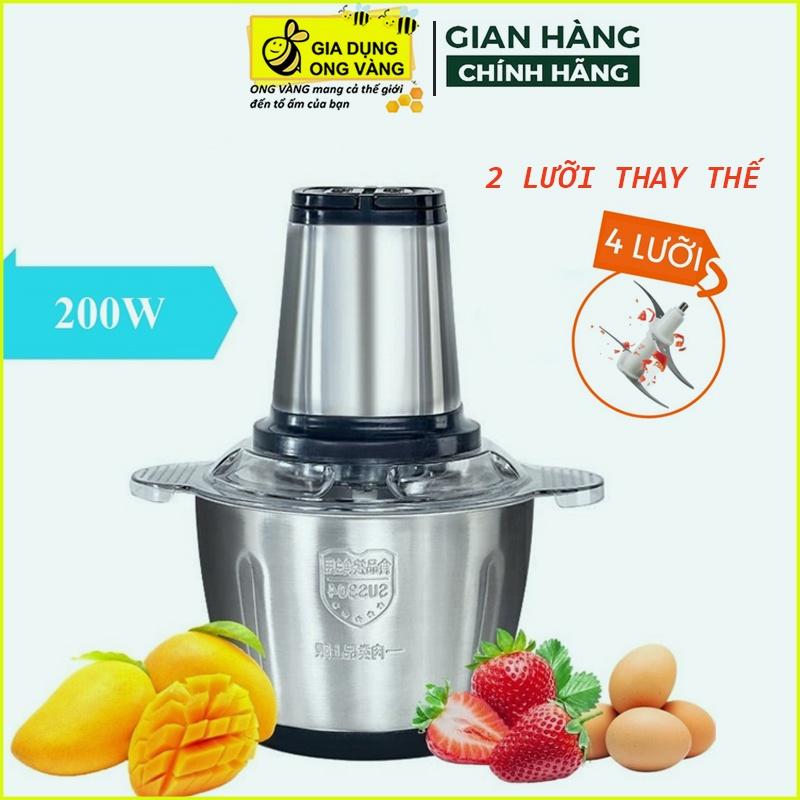 Máy xay thịt, cối xay thực phẩm nhà bếp 2L, chất liệu inox 304 chuẩn, 4 lưỡi dao siêu bén, tiện dụng, bảo hành 12 tháng