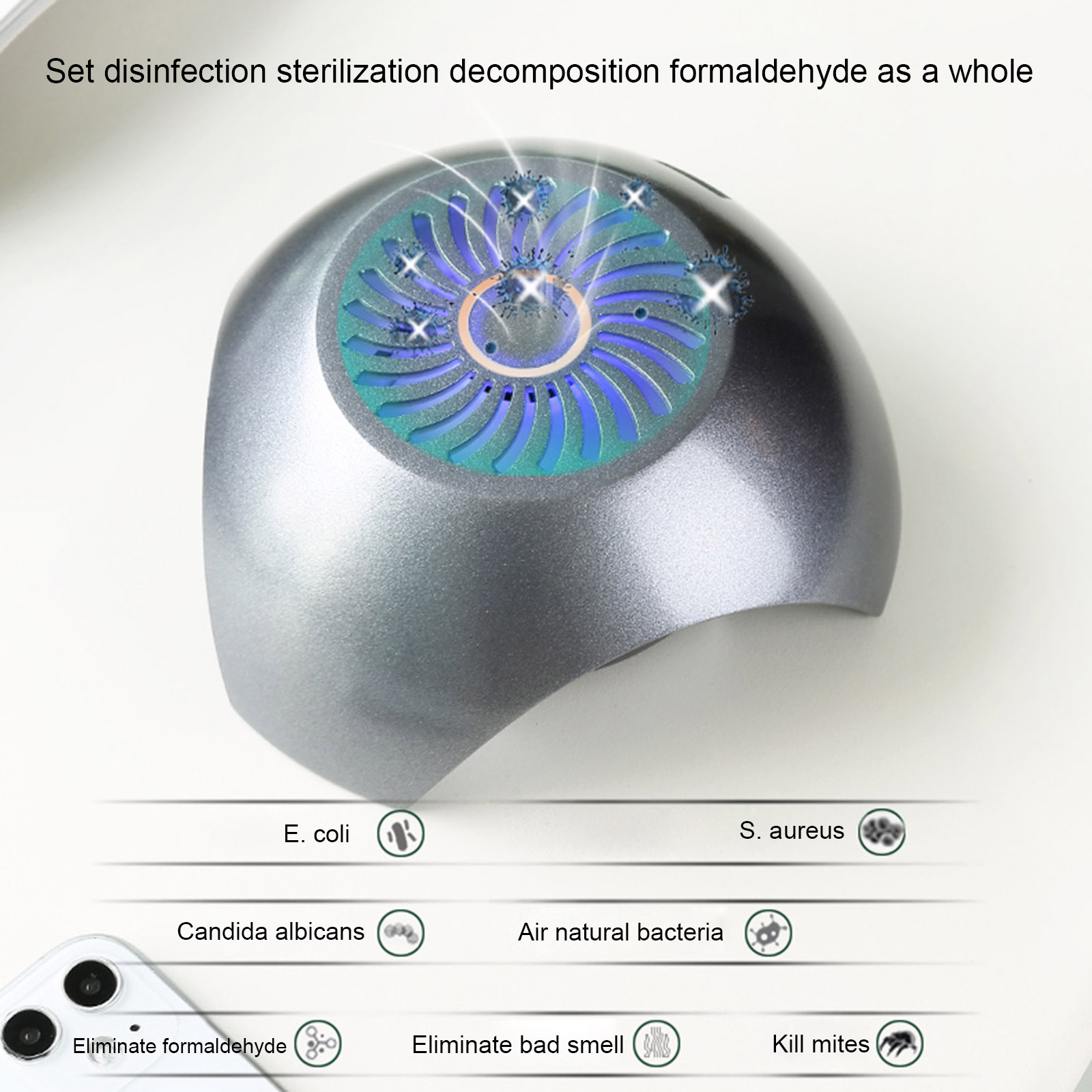 Máy tạo khí Anion  lọc không khí cho xe hơi Văn phòng làm sạch không khí Bộ lọc không khí USB Powered
