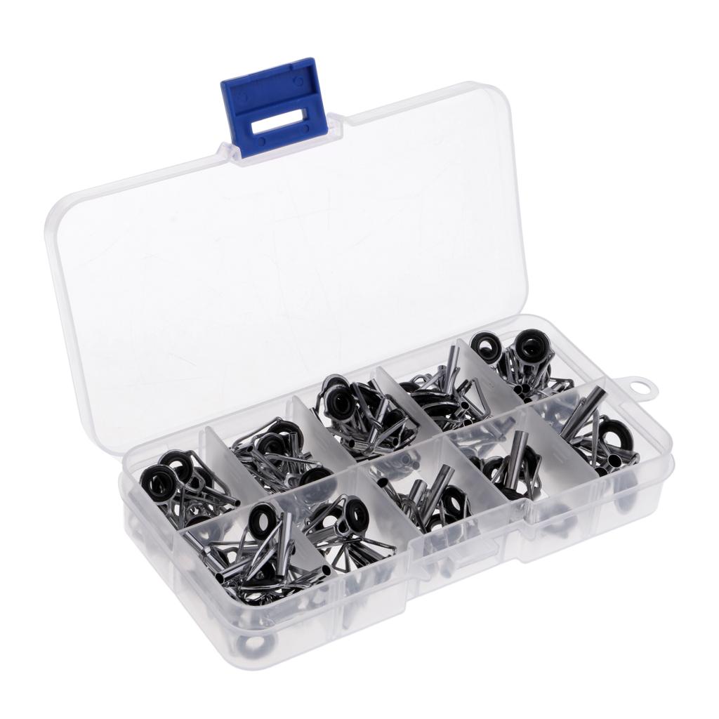 80Pcs/box Heavy Duty Sea Boat Fishing Rod Guides Top Tips Pole Rod Eye Rings