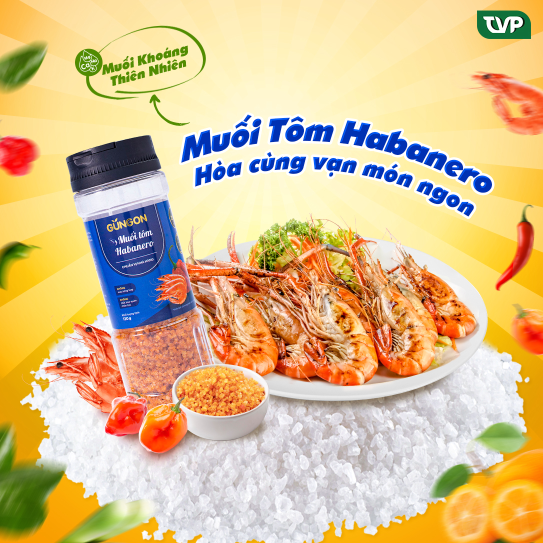 Muối tôm habanero Gungon từ muối khoáng chấm trái cây rau củ 120g