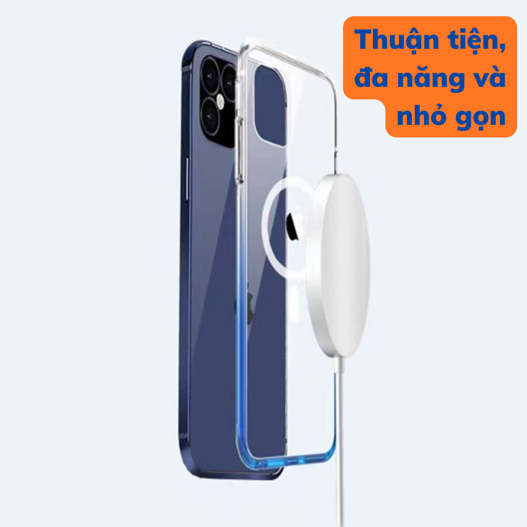 Đế Sạc Không Dây Từ Tính 15W Cho IP 13/13promax/14/14promax - màu trắng, hỗ trợ sạc nhanh