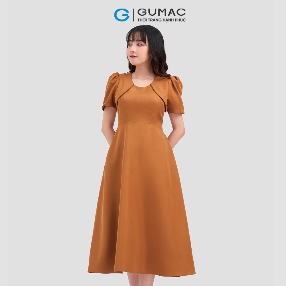 Đầm xòe GUMAC LD1117 tay nhún thanh lịch