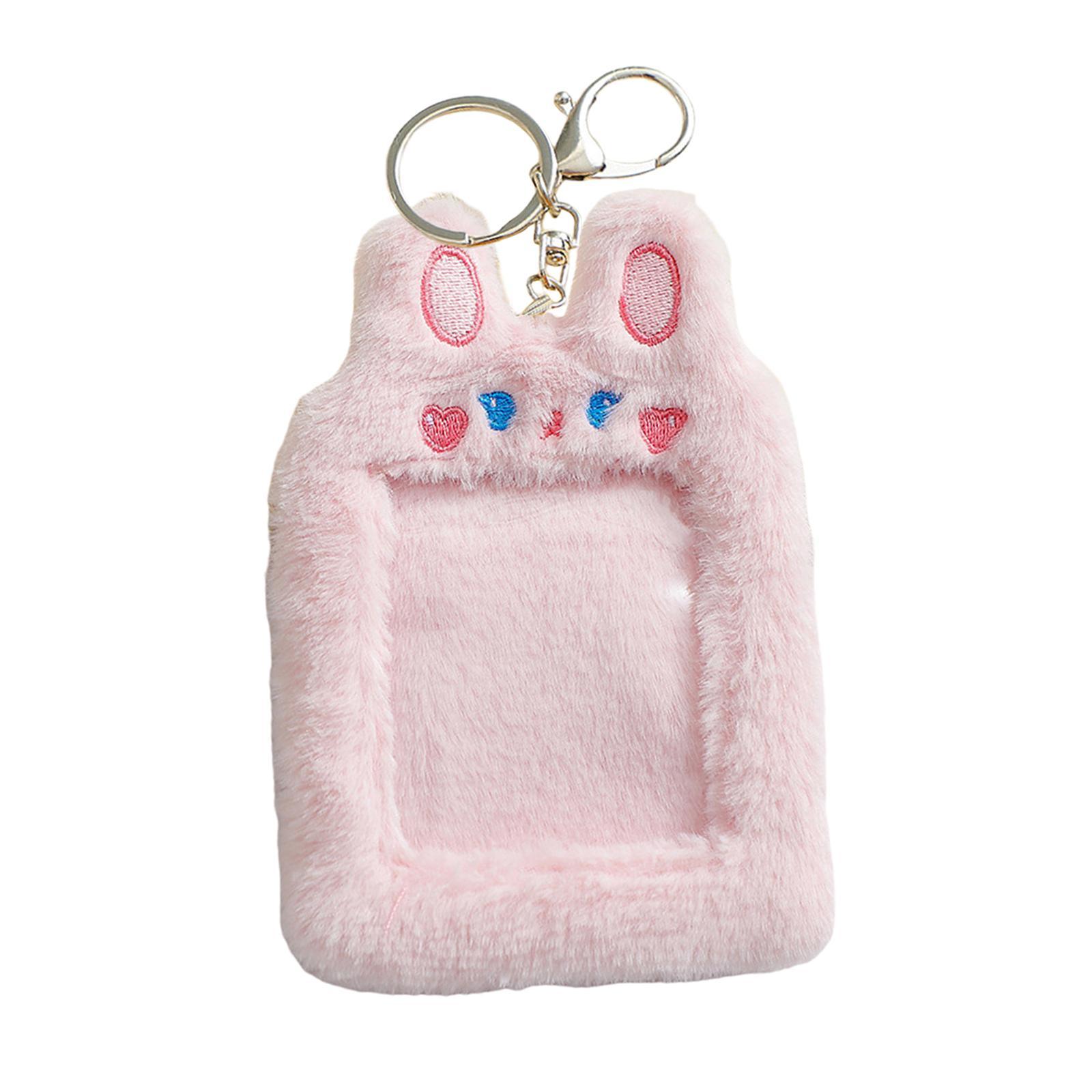 2 Plush Keychain Holder Protective Case Photocard Holder for Household