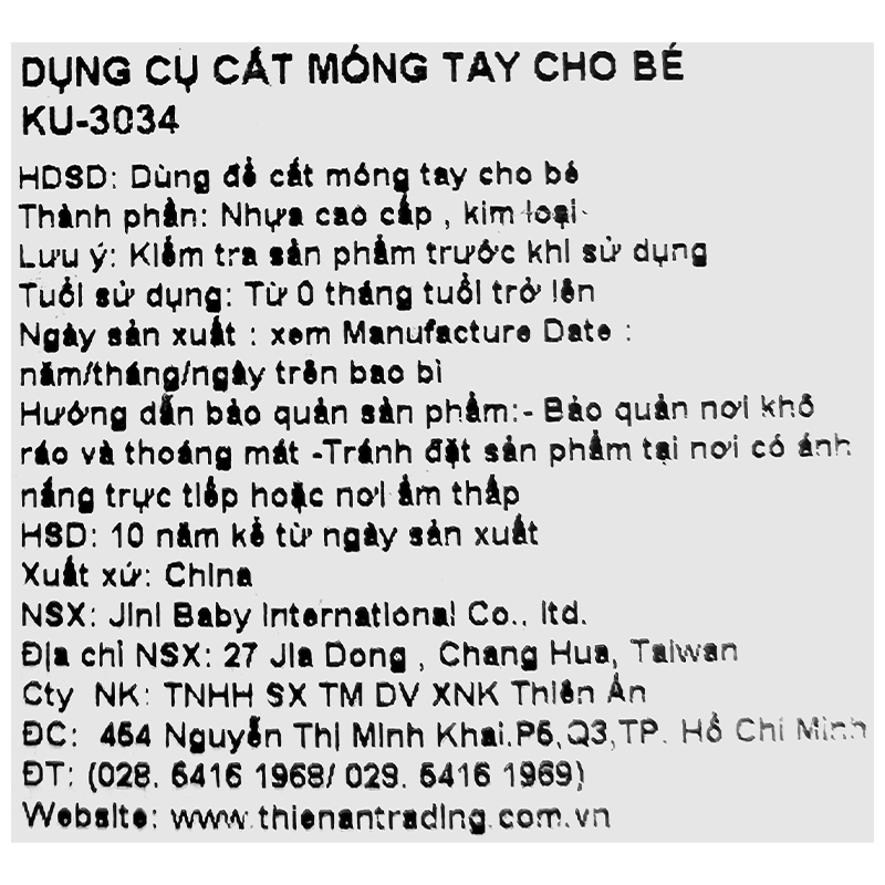 Bấm móng tay cho bé KuKu KU3034 từ 0-6 tháng