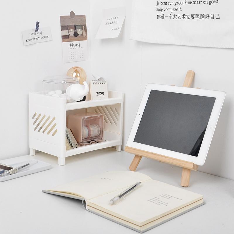 Kệ Nhựa Mini VUÔNG 2 tầng desk decor bàn học