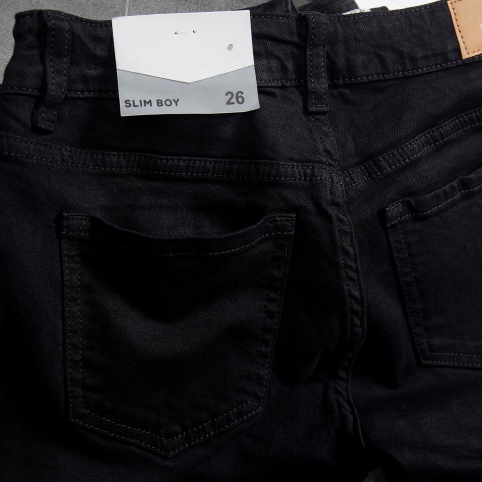 Quần jeans baggy nữ màu đen trơn đẹp VNXK - Đen - 26